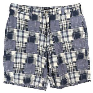 Tres Bien Shorts Mens Size 36 Blue Madras Plaid Patchwork Preppy Casual Dad Norm